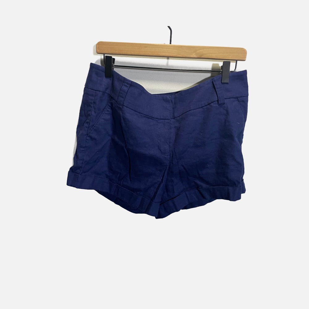Express Womens Royal Blue Chino Shorts Cuffed Size 14 Casual Summer Twill